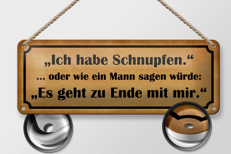 Blechschild Spruch 27x10cm ich habe Schnupfen es geht zu Ende
