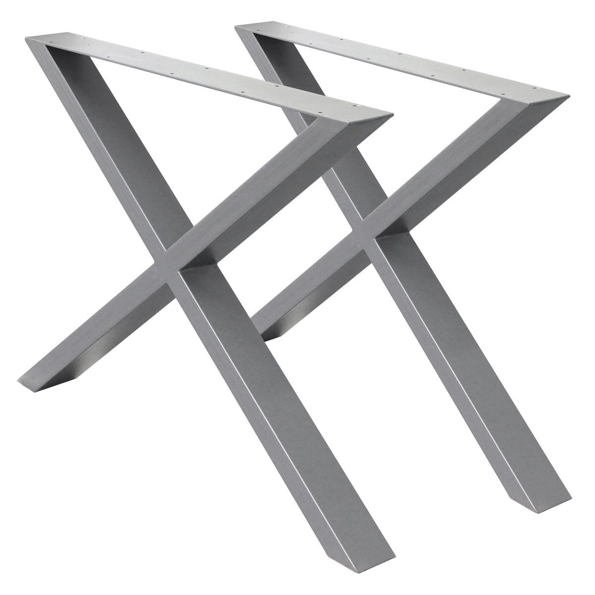 ECD Germany 2x Tischbeine X-Design X-Form, 60 x 72 cm, Grau, pulverbeschichtete Stahl, Industriedesign, Metall Tischkufen Tischuntergestell Tischgestell Möbelfüße, für Esstisch Schreibtisch
