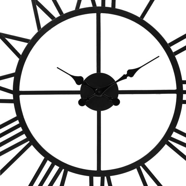 WOMO-DESIGN | Große Wanduhr Malmö Ø85 cm Rund, Unikat, handgefertigt aus Eisen, Vintage-Stil, Schwarz, Großen römische Ziffern, Lautlos, ohne Tickgeräusche, Designuhr Dekouhr Dekorative Uhr Design Uhr