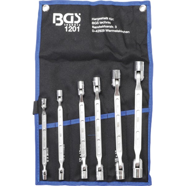 BGS Doppel-Ringschlüssel-Satz mit flexiblen Köpfen 6tlg. - 1201
