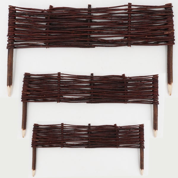 2 Beeteinfassungen aus Weide 30x100cm I Beetbegrenzung /Weidenzaun zur Beetumrandung Rasenkante