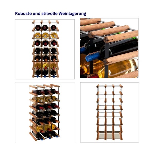 PROREGAL Modulares Weinregal Vinotega Mod Metal HxBxT 72,5 x 32,5 x 24,5 cm 3 x 7 Flaschen Massives Kiefernholz Braun Geölt