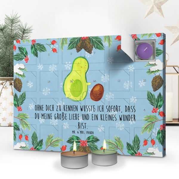 Mr. & Mrs. Panda Duftkerzen Adventskalender Avocado Kern rollt - Blau Pastell