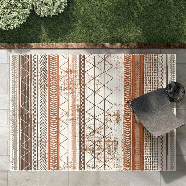 FLOORDIREKT Outdoorteppich - Wetterbeständiger Außenteppich - Rebel - Braun - 80 x 150 cm