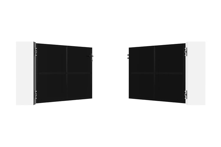 Stahlflügeltor 3,5 m NALI H.140 cm Mattschwarz - rostfrei & einbruchsicher, inkl. Schloss & Schlüssel, einfache Montage