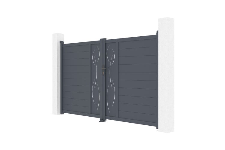Doppelflügeltor aus Aluminium 3m LIFE 300B180 Grau