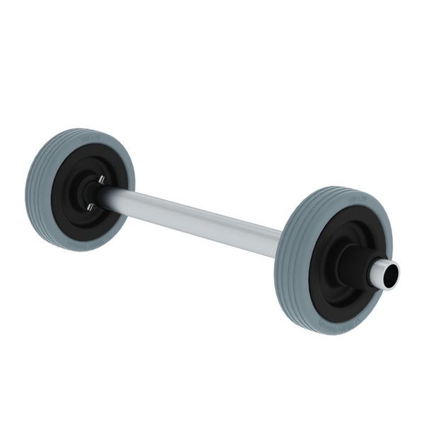Transportrolle mit Grauer Lauffläche und Metallachse