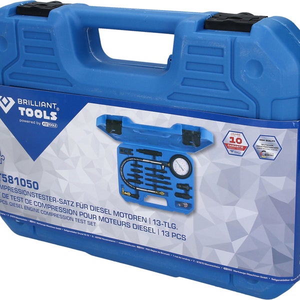 BRILLIANT TOOLS Kompressionstester-Satz für Diesel Motoren 15tlg. - BT581050