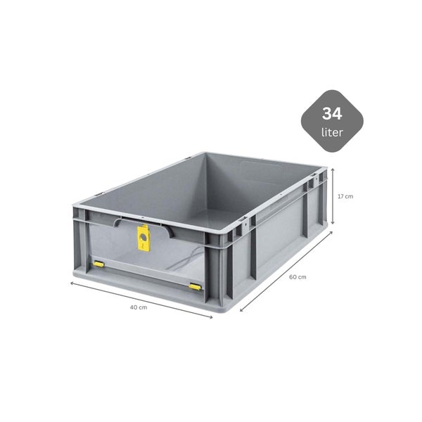 PROREGAL Eurobox NextGen Insight Cover HxBxT 17 x 40 x 60 34 Liter Niedrig/Gelb Eurobehälter Transportbox