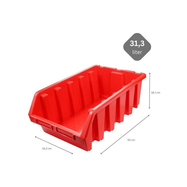 PROREGAL SuperSparSet 10x Sichtlagerbox 5 HxBxT 18,7 x 33,3 x 50 cm Polypropylen Rot