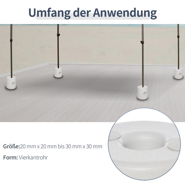 Outsunny 4 x Gewichte Pavillon Standfuß, Standsicherung mit Wasser/Sand, Ø24xH25cm, PE, Weiß
