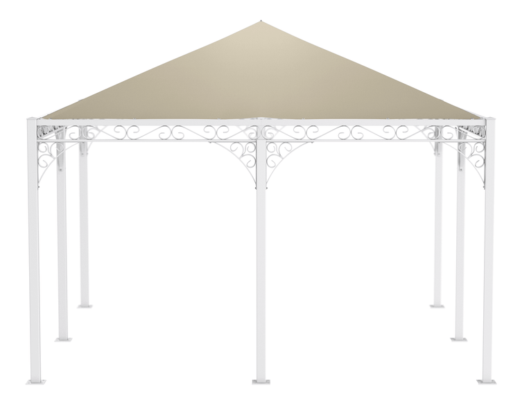 Pavillon ELEO Palermo 4 x 4 m weiß - pulverbeschichtet | mit Sonnensegel ecru