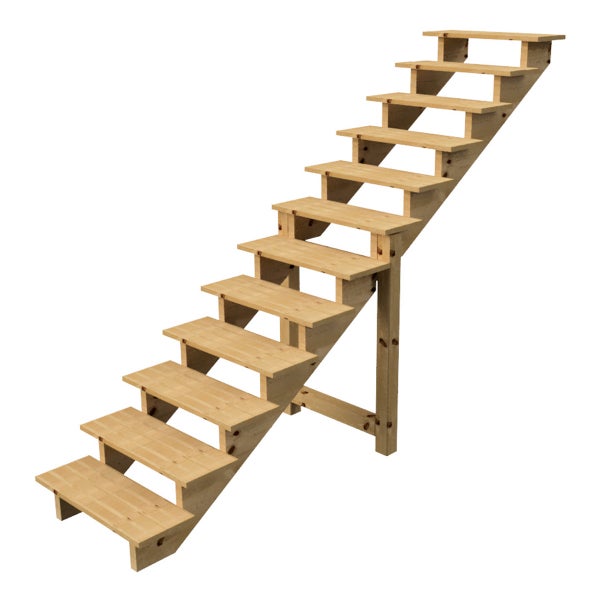 Holztreppe mit elf Stufen