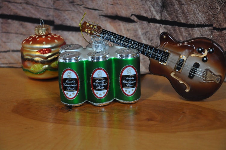 6-Pack Lauscha Bier Glasfigur, grün, 1 Stck., Weihnachtsbaumkugeln, Christbaumschmuck, Weihnachtsbaumanhänger