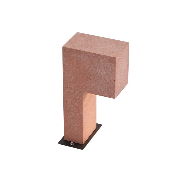 Moderne Sockelleuchte aus Beton in L-Form für die Außenbeleuchtung