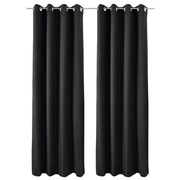 Beautissu Amelie TO Vorhang mit Öse 140x245cm Schwarz (2tlg)
