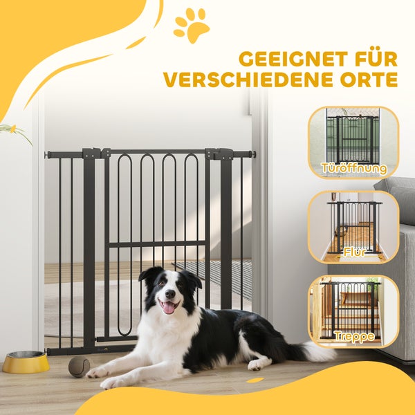 Schwarzes Hundegitter, geeignet für verschiedene Orte im Haus