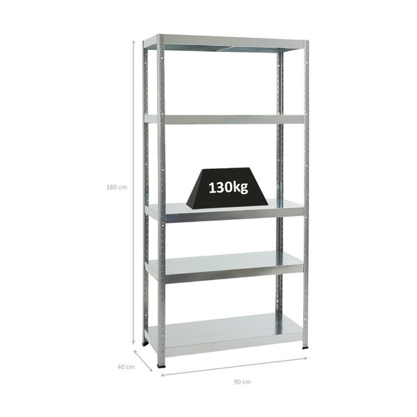 PROREGAL Schwerlastregal Steel Eagle HxBxT 180 x 90 x 40 cm Fachlast 130 kg Verzinkt