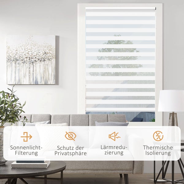 HOMCOM, Elektrischer Rollo, Fensterrollo mit Fernbedienung, 120L x 7B x 180H cm, Polyester, Weiß