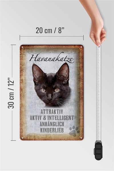 Blechschild Spruch 20x30cm Havanakatze kinderlieb Schild
