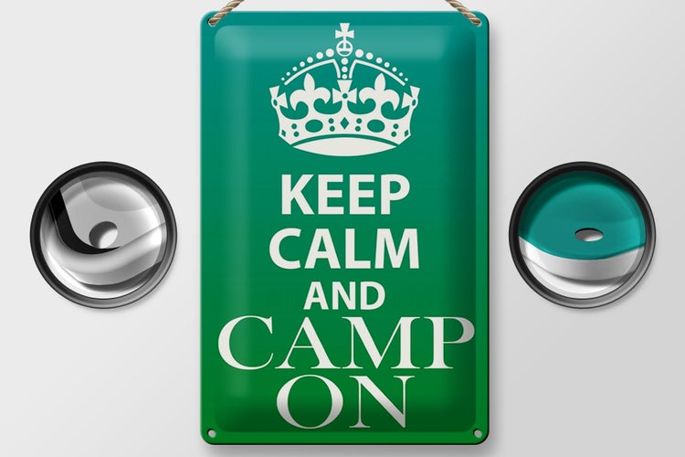 Blechschild Spruch 20x30cm Keep Calm and camp on Camping