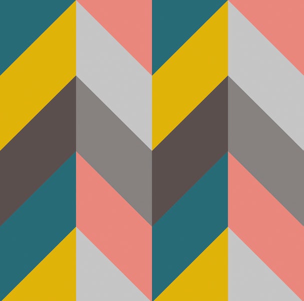 Walls4You Tapete Fischgrätmuster Multicolor - 53 cm x 10 m - 640115