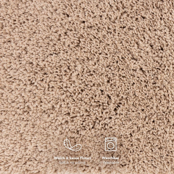 FLOORDIREKT Badematte Sky Soft - Reckteckig - Rutschhemmende Rückseite - Beige - 70 x 120 cm