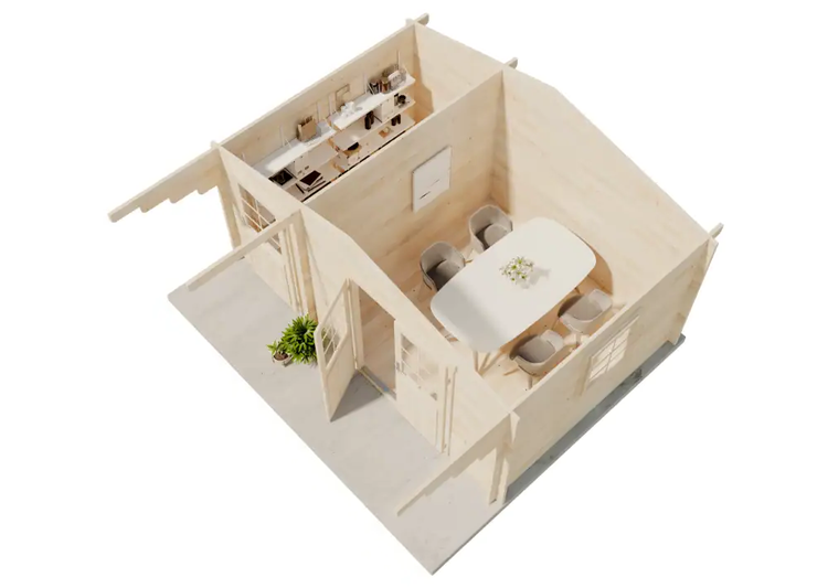 Alpholz Gartenhaus Brüssel ISO Gartenhaus aus Holz, Holzhaus mit 44 mm Wandstärke FSC zertifiziert, Blockbohlenhaus mit Montagematerial, Naturbelassen 4,7x3,2m