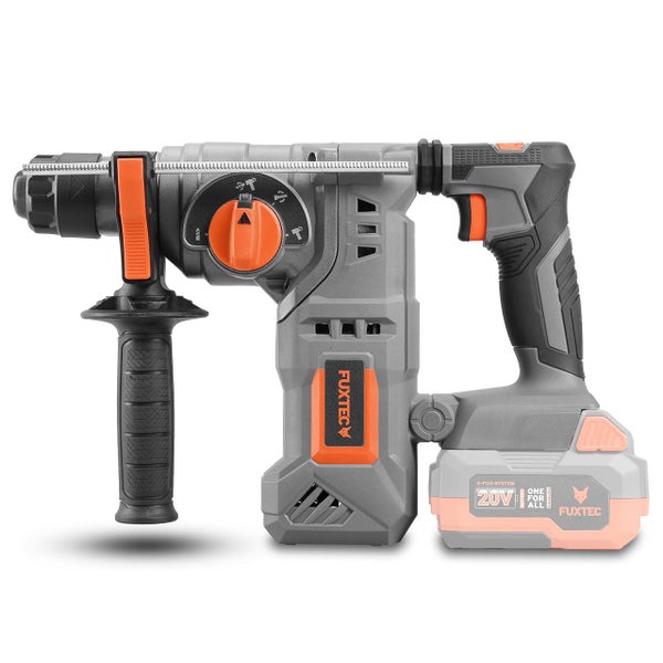 Fuxtec Akku Bohrhammer 20 Volt mit Zusatzhandgriff und Systemakku