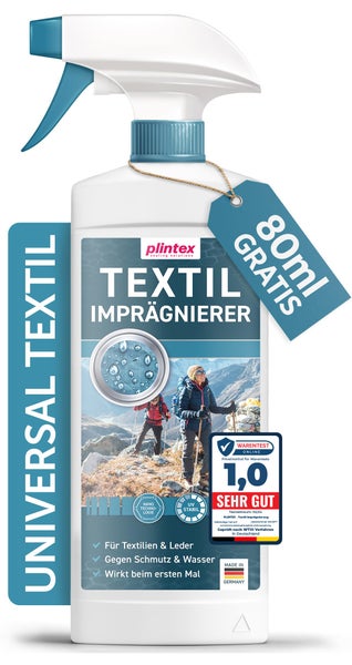 PLINTEX® 580ml Textil Imprägnierspray | für Funkionstextilien ohne Baumwollanteil, Leder und Schuhe | Nano Membran Imprägnierung | Dermatologisch getestet & atmungsaktiv