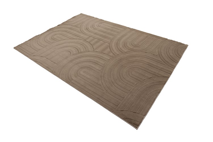 Rechteckiger Teppich mit modernem Reliefmuster in Bogenform aus weichem Material