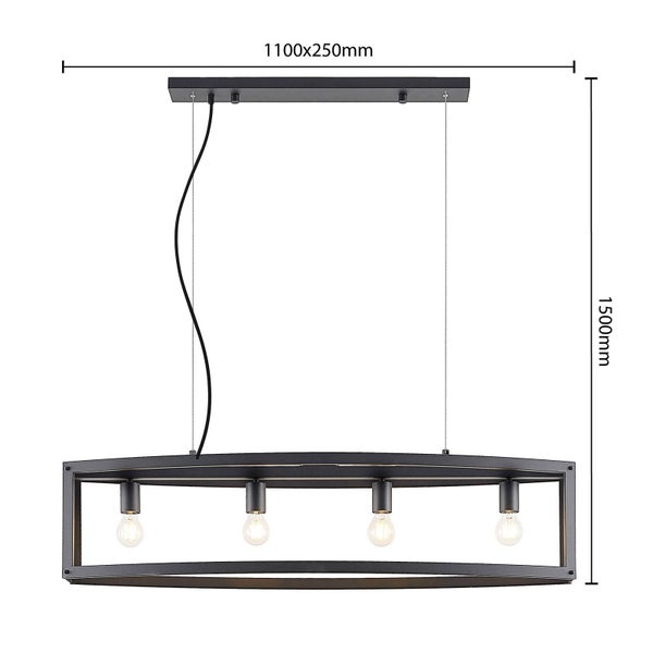 Lindby Pendelleuchte Mizgin (Landhaus, Vintage Rustikal) in Schwarz aus Metall (4 flammig E27) - Deckenlampe Esstischlampe Hängelampe Hängeleuchte Wohnzimmerleuchte