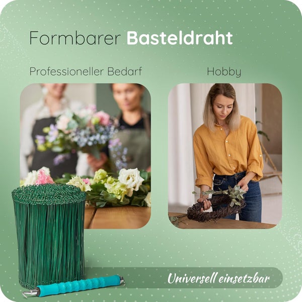 Formbarer Basteldraht für professionellen Bedarf und Hobby, universell einsetzbar in der Floristik und beim Kranzbinden.