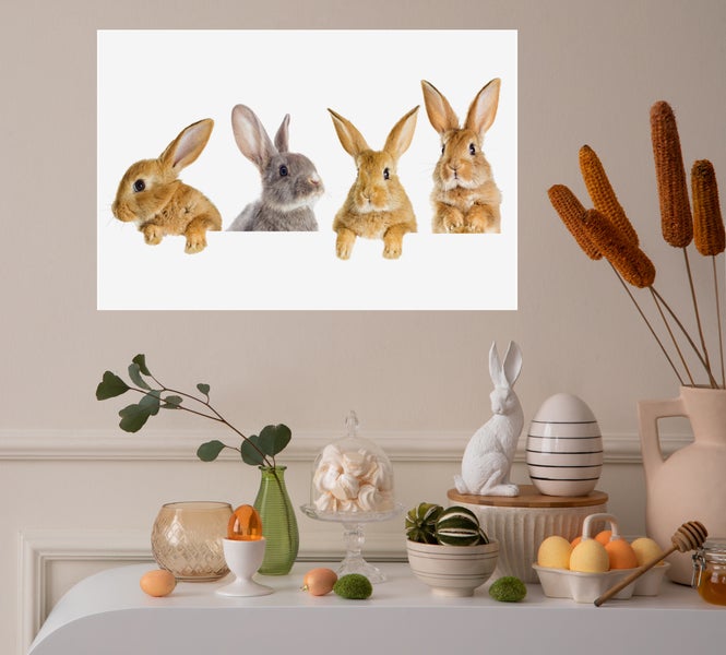 Wandbild, Hasen, Sticker, selbstklebend, niedlich, Tiermotiv, Bild WAP00009 Format: 90x60cm