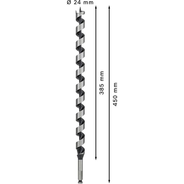 Holzbohrer mit einem Durchmesser von 24 Millimetern und einer Länge von 450 Millimetern.
