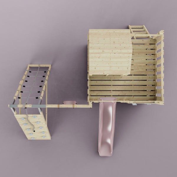 OutdoorToys Spielturm Ida aus Holz in Rosa Kinderschaukel