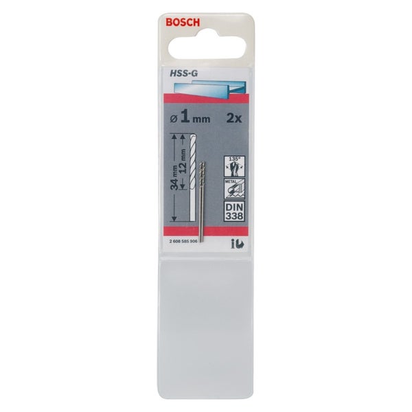Bosch 2x Metallbohrer HSS-G DIN 338 1 x 12 x 34 mm - 2608585906