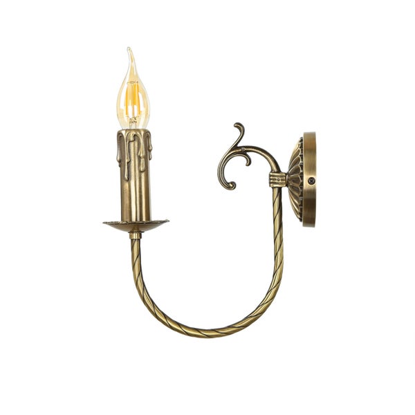 Wandleuchte im Antik-Stil mit LED-Leuchtmittel in Kerzenform