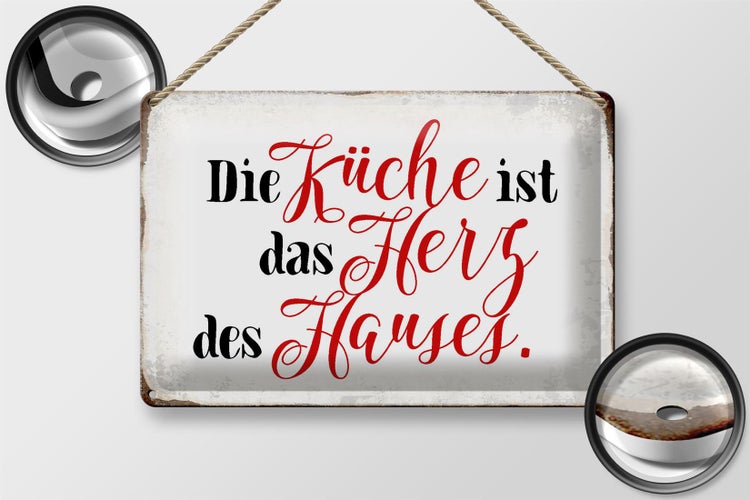 Blechschild Spruch 30x20cm Küche ist das Herz des Hauses