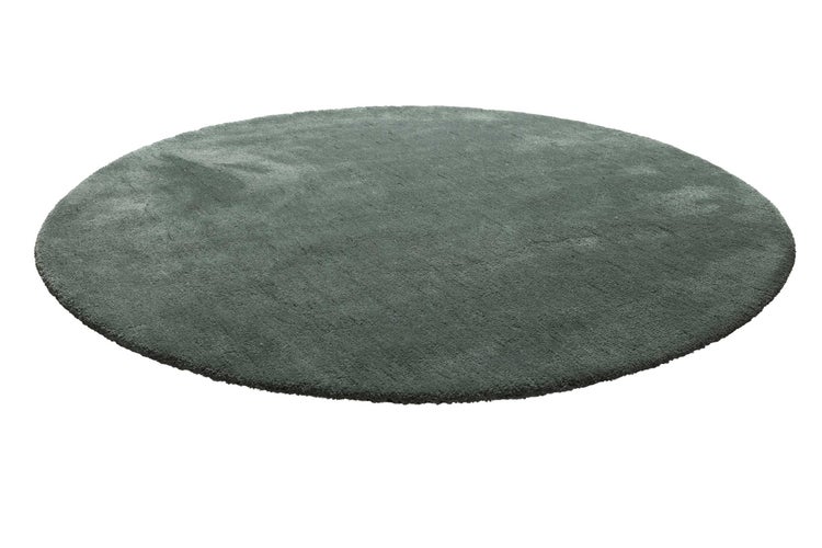 Teppich Rund Grün Grau Hochflor Pisa Homie Living 120 cm rund