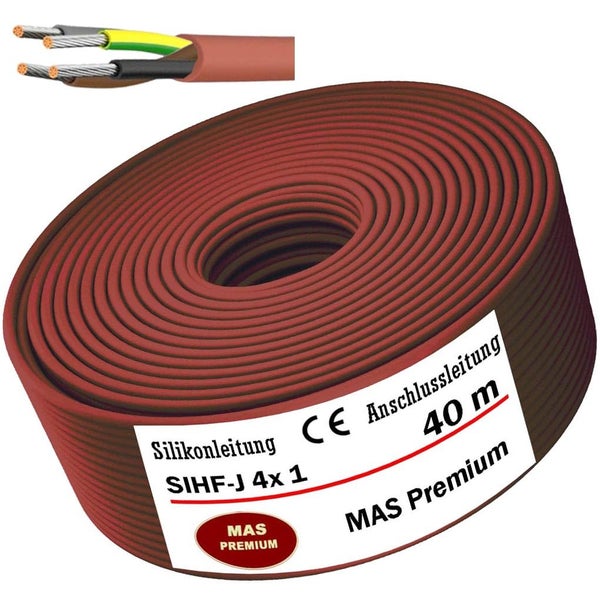 Silikonleitung SIHF J 4x1 Anschlussleitung 40 Meter Rolle mit CE Kennzeichnung