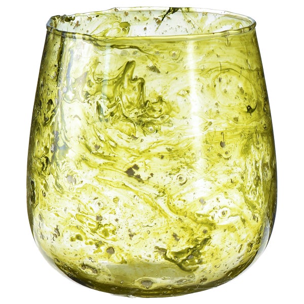 Grünes, rundes Glaswindlicht mit marmorierter Struktur