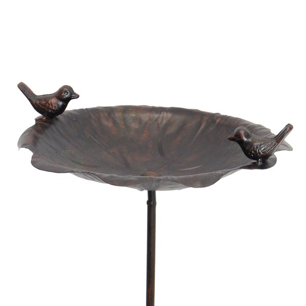 FRANK FLECHTWAREN | Vogeltränke Rostoptik, METALL, Schale ca. Ø 26 cm, GH 110 cm