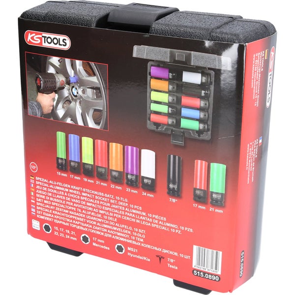 KS Tools Spezial-Alu-Felgen Kraft-Stecknuss-Satz, 16-teilig im Koffer