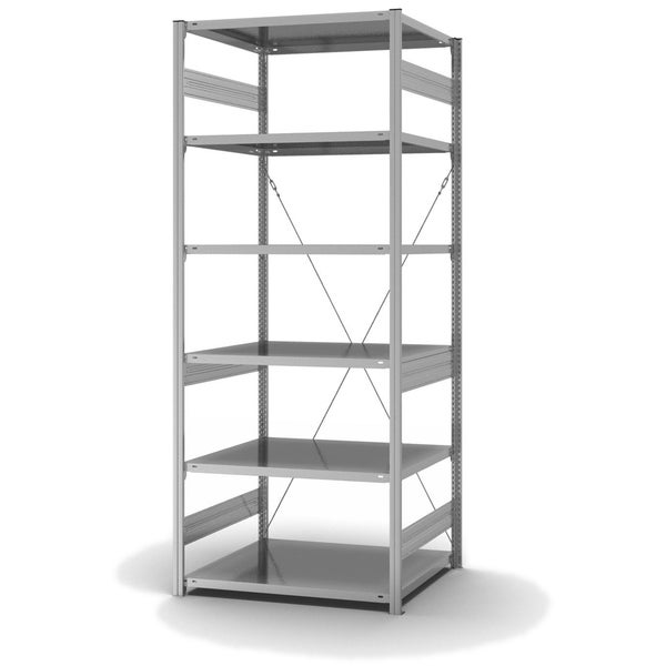 PROREGAL Edelstahl Fachbodenregal Stecksystem T-Profil Grundregal HxBxT 250 x 100 x 80 cm 6 Ebenen Fachlast 200 kg Edelstahl