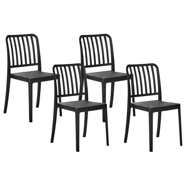 Gartenstuhl 4er Set SERSALE Kunststoff Schwarz