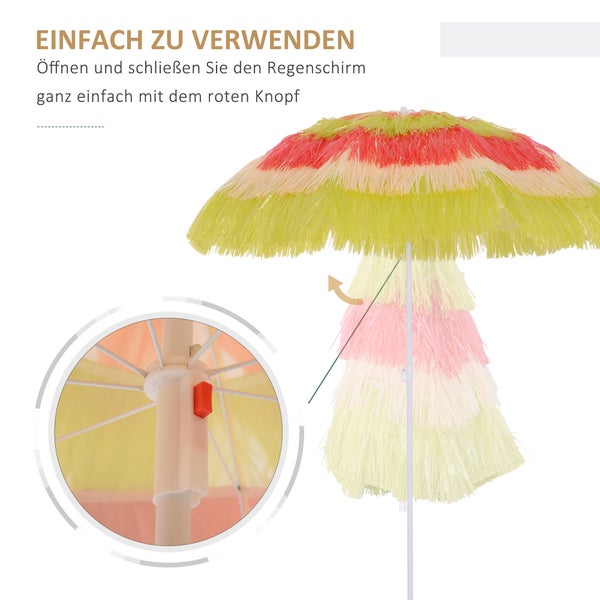 Outsunny Sonnenschirm Strand Ø160cm windfest stabil Strandschirm höhenverstellbar und neigbar Balkon-Schirm faltbarer Gartenschirm für Reisen, Strand, Balkon Mehrfarbig