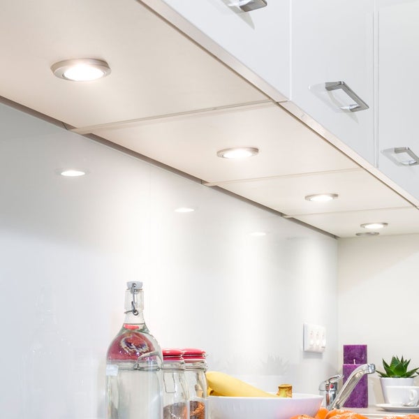 Unterbauleuchte - 1,8W, 170lm, 3er Set, LED, Schalter, Stecker, warmweiß, silber