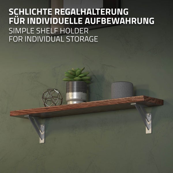 ML-Design 4 Stück Regalhalterung 120x120 mm, Silber, Aluminium, Schwebende Regalhalterungen, Regalwinkel, Wandhalterung für Regalbrett, Regalträger für Wandmontage, Wandregal Wandkonsole Regalstütze