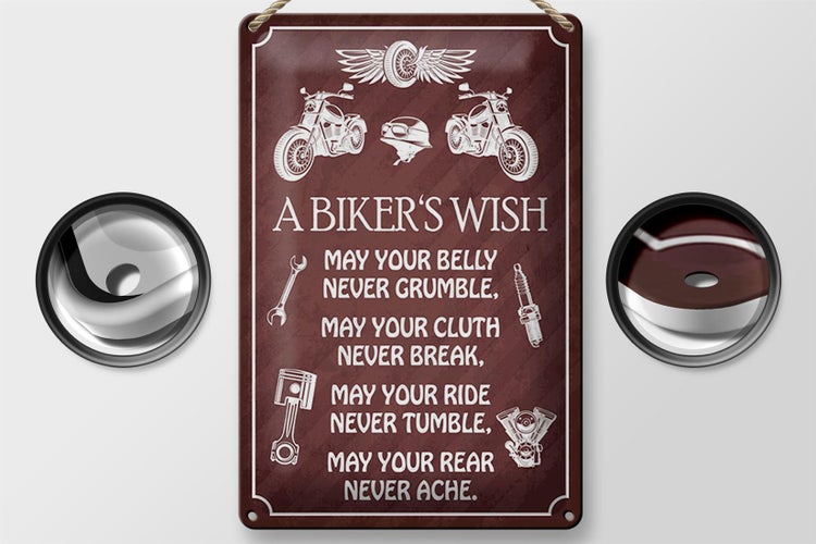 Blechschild Spruch 20x30cm biker`s Wish never crumble break